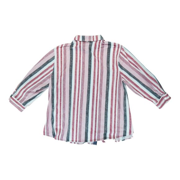 EDEN & OLIVIA Lightweight Striped Button Down Roll Up Sleeve Shirt Size 2X - Picture 2 of 5